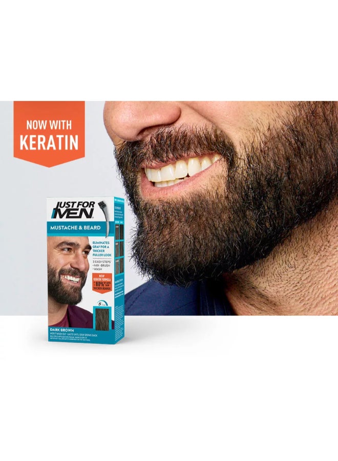 Just For Men صبغة لحية وشوارب - صبغة لحية بنية داكنة للرجال، M-45، جل لون سهل الاستخدام مع البيوتين وزيت جوز الهند والألوة لشعر وجه أكثر كثافة وصحة - Image 2