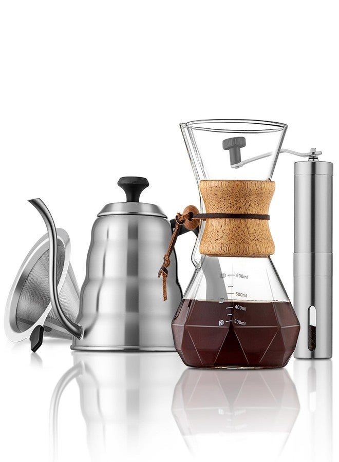 shoxil Pour Over Coffee Maker Set – 40oz Gooseneck Kettle with Thermometer, Coffee Grinder & 20oz Drip Coffee Maker – Stainless Steel Pour Over Coffee Set - Image 1