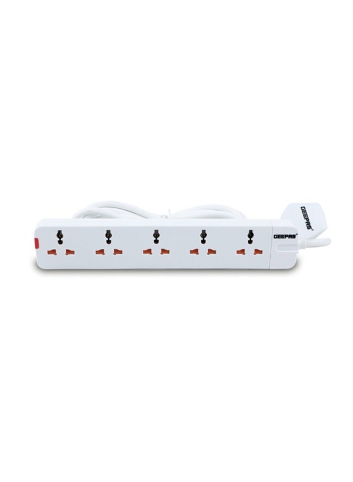 Geepas 5 Way Extension Socket 13A - Extension Lead Strip With LED Indicators | Extra Long Cord With Over Current Protected | Ideal For All Electronic Devices - Image 1