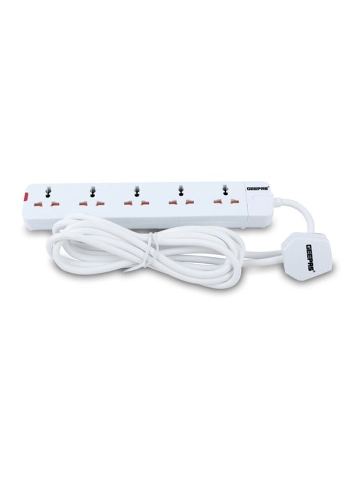 Geepas 5 Way Extension Socket 13A - Extension Lead Strip With LED Indicators | Extra Long Cord With Over Current Protected | Ideal For All Electronic Devices - Image 2