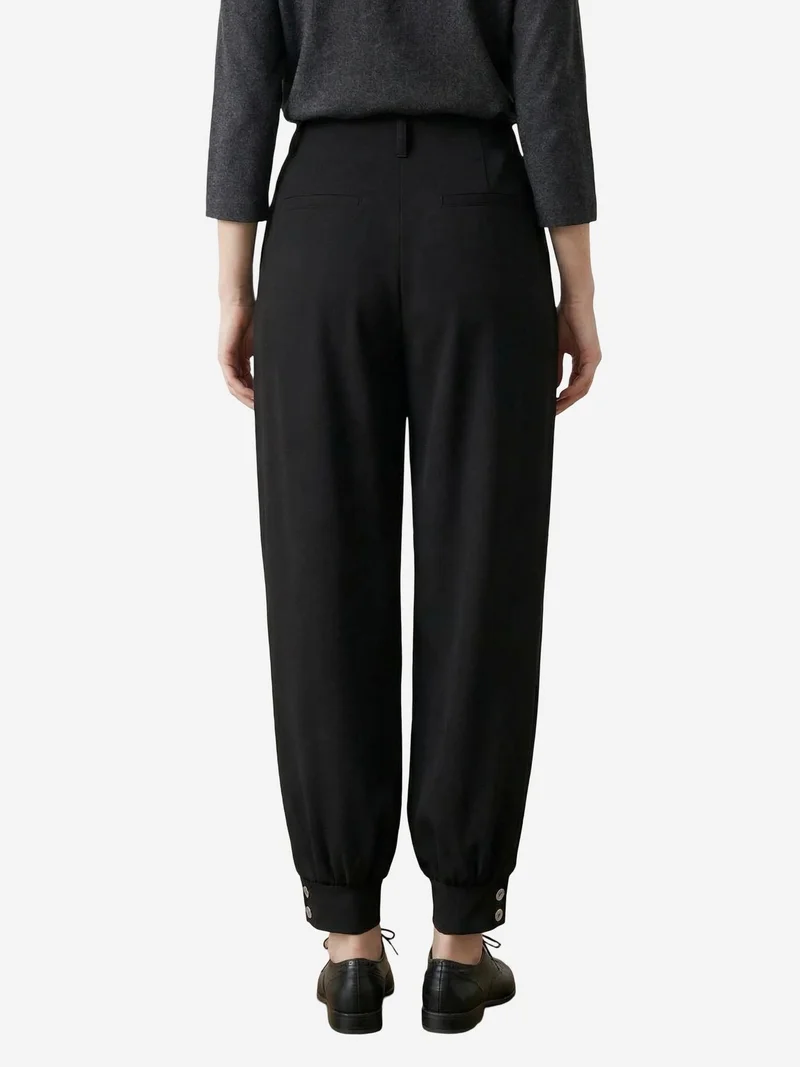 My Fashion Black MY FASHION Belted Buttoned Leg Tailored Trousers for Women | Best Price UAE