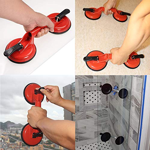 Genubi Industry Glass Suction Cups Heavy Duty Aluminum Vacuum Plate Handle Glass Holder Hooks to Lift Large Glass/Floor Gap Fixer/Tile Suction Cup Lifter/Moving Glass/Pad for Lifting/Dent Puller - Image 5