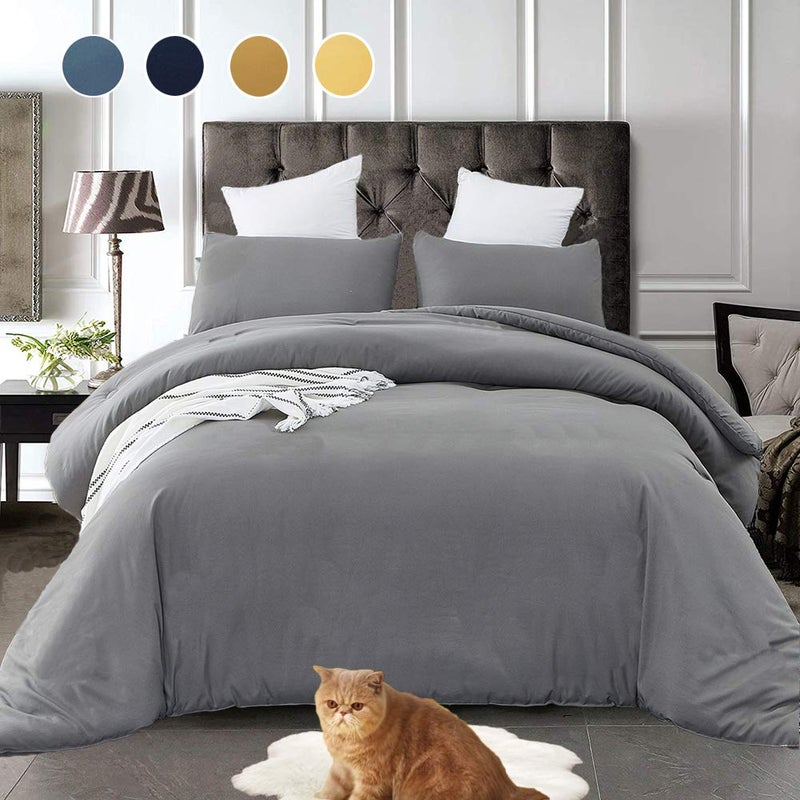 cottonight grey comforter Set Twin Dark grey Bedding comforter Set Modern Solid gray Blanket Quilts Modern cotton Soft Breathable 3 Piece comforter Set for Twin Bed - Image 2