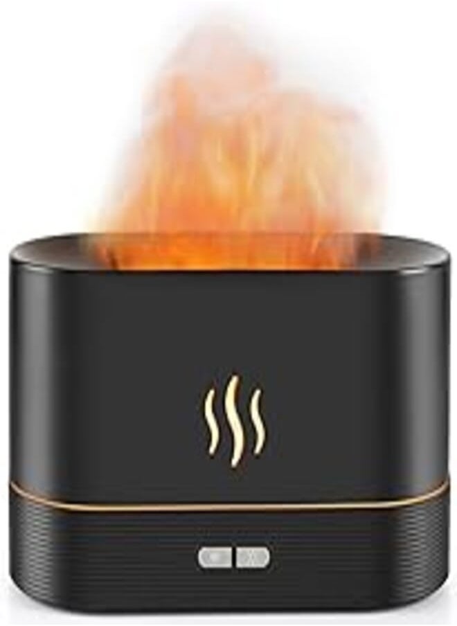 PLUWEL PLUWEL Flame Diffuser Humidifier-Auto off 180ml Essential Oil Diffuser-2 Modes Brightness Aroma Humidifier with Fire Flame Effect for Home,Office,Spa,Gym(Black) 
