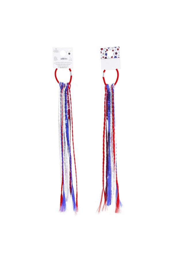 BinaryABC 4th of July American Flag Hair Ties BandsPatriotic Hair AccessoriesMemorial Day Independence Day Decorations2Pcs - Image 2