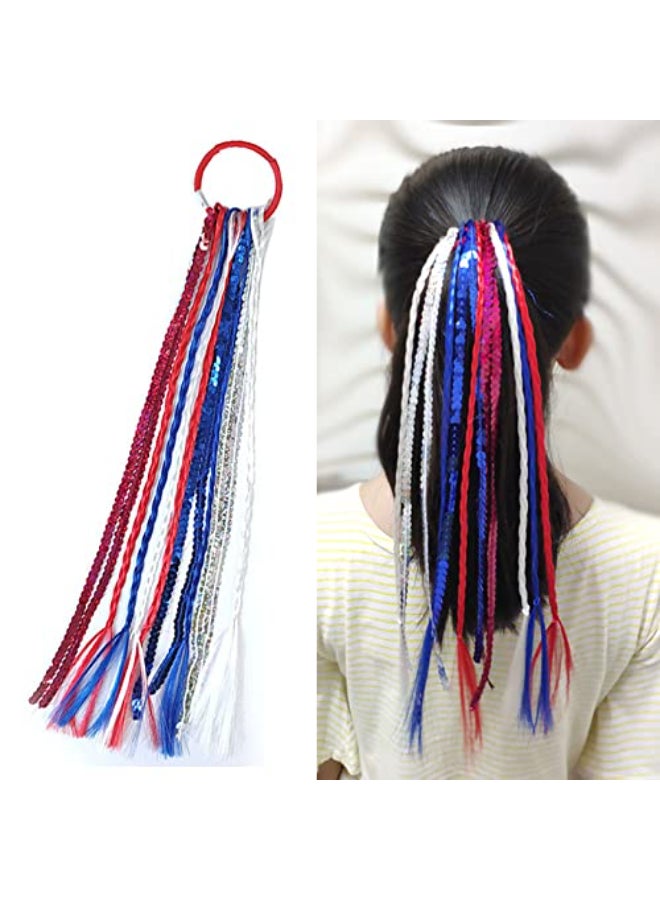 BinaryABC 4th of July American Flag Hair Ties BandsPatriotic Hair AccessoriesMemorial Day Independence Day Decorations2Pcs - Image 3