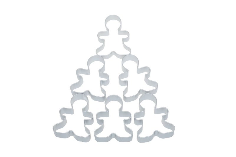 Bilipala 6 Pieces Metal Gingerbread Man Cookie Cutter Christmas Lebkuchen Cookie Molds - Image 1