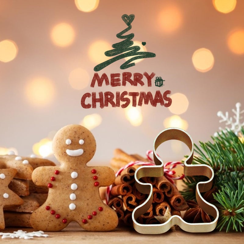 Bilipala 6 Pieces Metal Gingerbread Man Cookie Cutter Christmas Lebkuchen Cookie Molds - Image 4