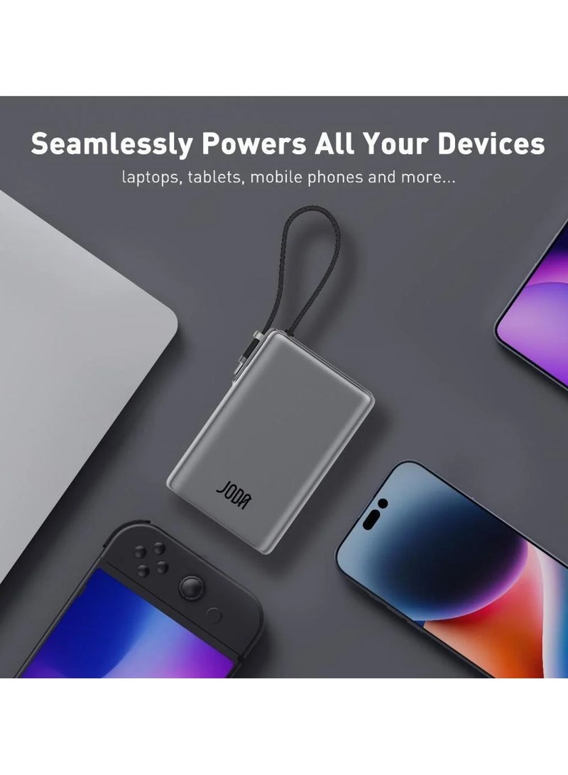 جودا بطارية جودا نيون المحمولة – قدرة 100 واط وسعة 25,000 ملّي أمبير – باور بنك فائق السرعة بمنفذ Type-C وUSB مع شاشة رقمية وسلك مدمج – شحن سريع للأجهزة الذكية واللابتوبات الكبيرة - Image 3