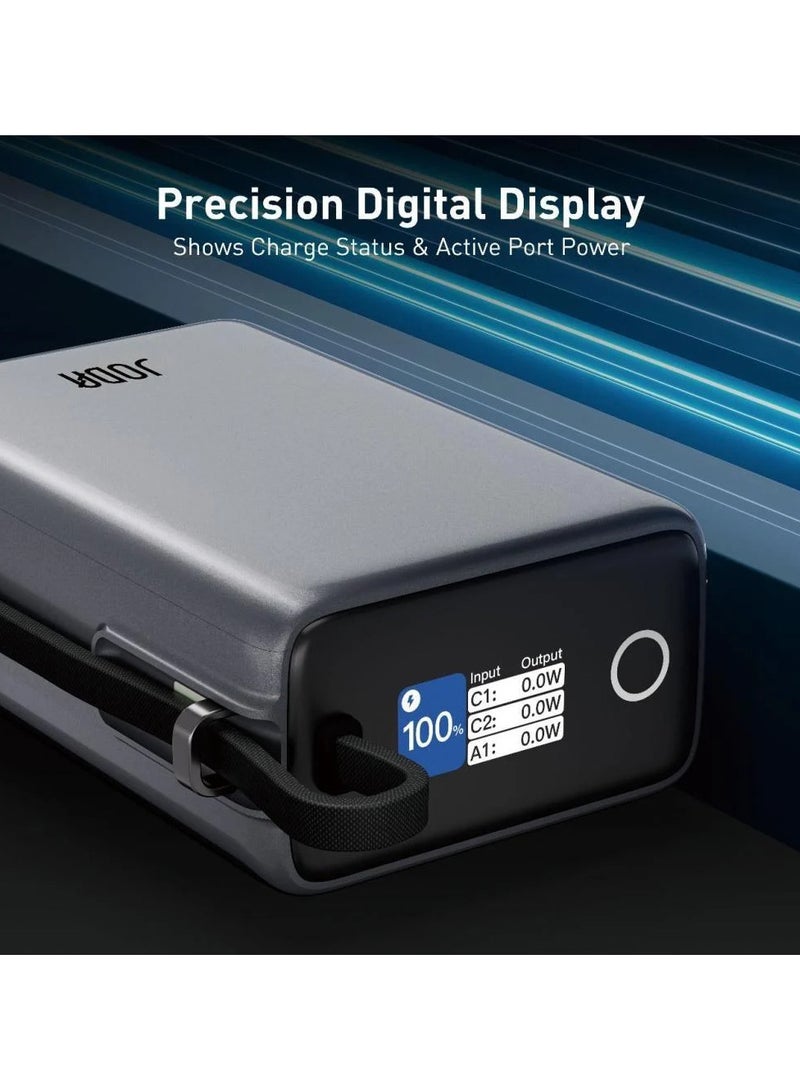 جودا بطارية جودا نيون المحمولة – قدرة 100 واط وسعة 25,000 ملّي أمبير – باور بنك فائق السرعة بمنفذ Type-C وUSB مع شاشة رقمية وسلك مدمج – شحن سريع للأجهزة الذكية واللابتوبات الكبيرة - Image 4