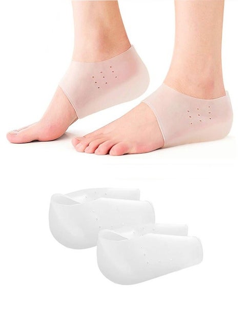 Invisible Height Increase Enhancers - Soft Silicone Concealed Footbed Heel Cushion Lift Inserts with Breathable Half Heel Socks Protector, Suitable for Men Women - 2.5cm
