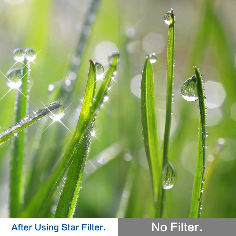 Sedremm 62mm Star Filter 4 Pieces Starburst Lens Filter(4 Points,6 Points,8 Points,12 Points) with Centre Pinch Lens Cap for Canon Nikon Sony Olympus Pentax and Other DSLR Cameras + 4 Slot Filter Pouch - Image 3