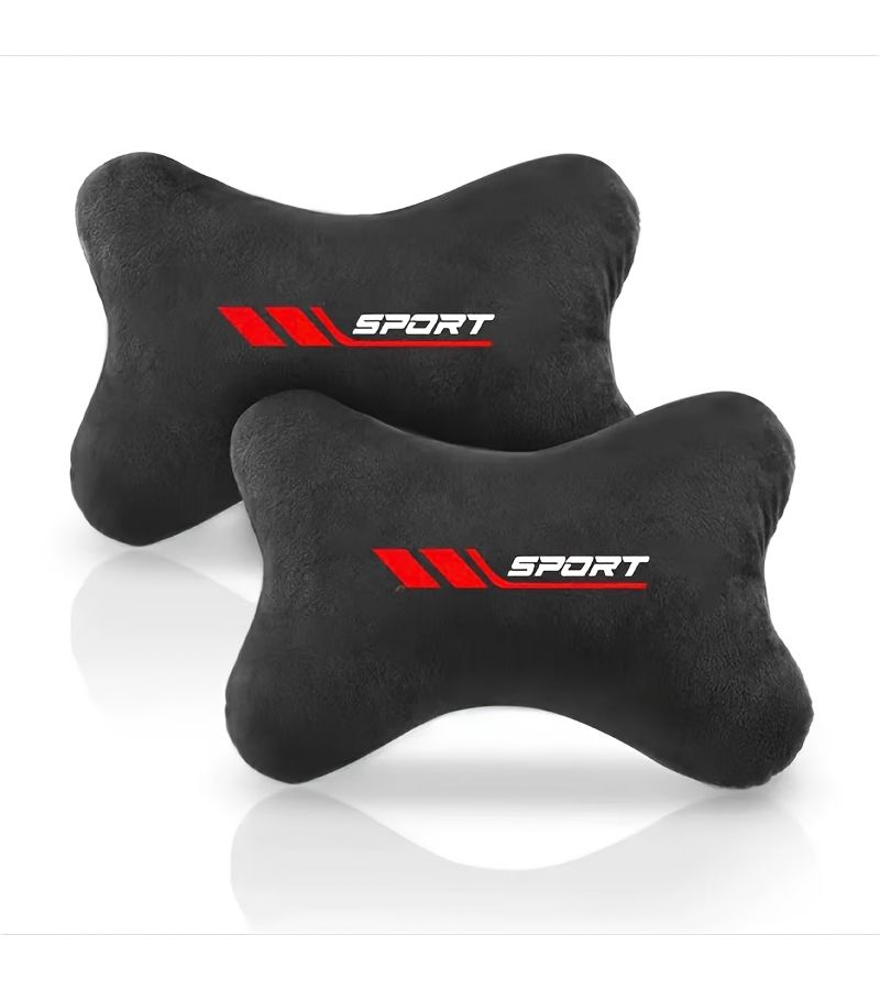 Black Sport Style Car Seat Belt Shoulder Protectors And Headrest Cushions Soft Plush - Image 5
