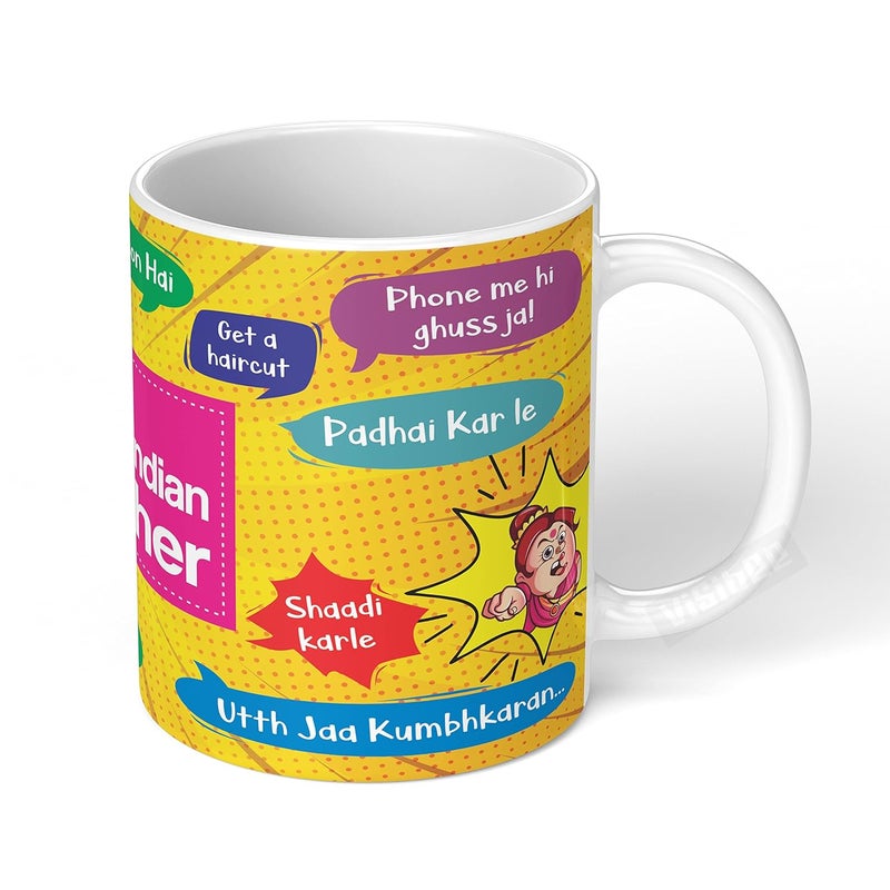 Visibee The Great Indian Mother Mug Mother Day Gift from Son Daughter Ceramic White Coffee Cup Unique Birthday Present for Mom 330 ml - Image 3