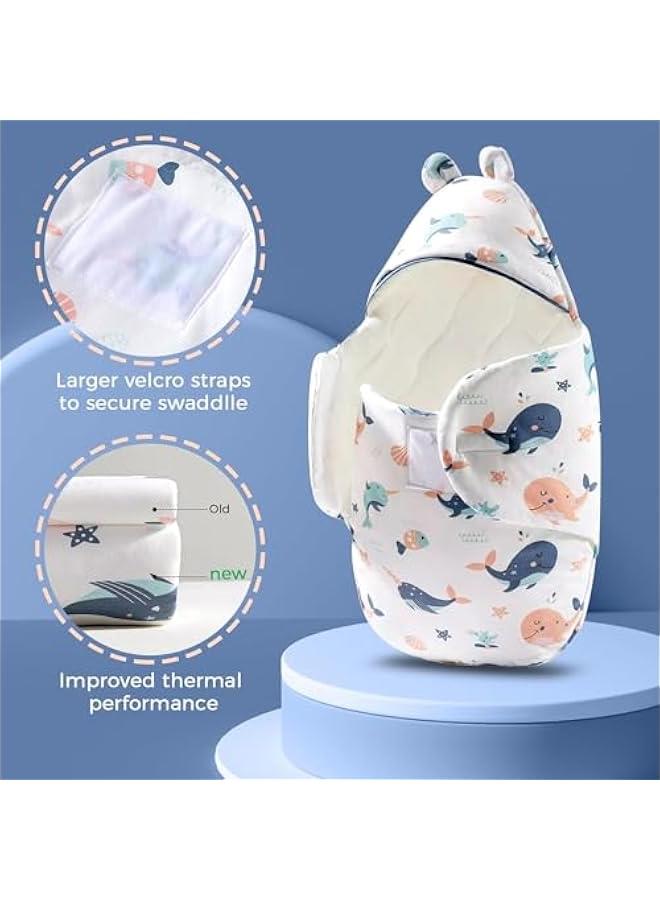 ميكسد قماط بغطاء راس من زوني بيبي، قماط ناعم للاطفال، كيس نوم لحديثي الولادة، بطانية اطفال قطنية جيدة التهوية بنسبة 100% للاولاد والبنات، حقيبة نوم لعمر 0-6 اشهر - Image 4