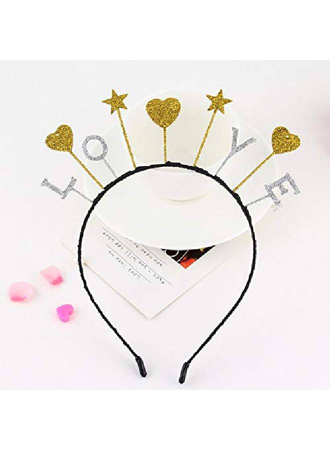 Teensery 2 Pcs Glitter Headbands Cute Moon Star Heart Hair Hoop Headwear Birthday Party Crown Tiara Headpieces Hair Accessories - Image 3