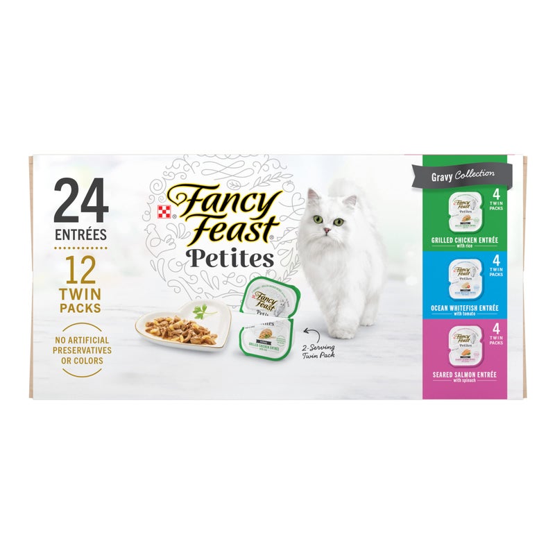 Fancy Feast Purina Fancy Feast Gourmet Wet Cat Food Variety Pack, Petites Gravy Collection, break-apart tubs, 24 servings - (Pack of 12) 2.8 oz. Tubs - Image 1
