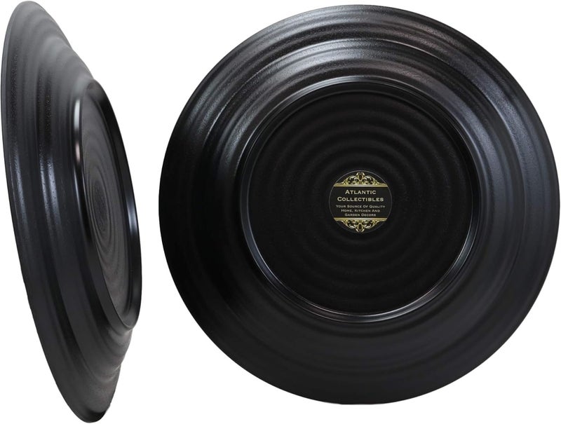 Ebros Gift Ebros Contemporary Tao Swirl Design Round 975 Diameter Matte Black Jade Melamine Large Dinner Plates Pack Of 6 Set For Home Kitchen Modern Dining Restaurant Supply - Image 3