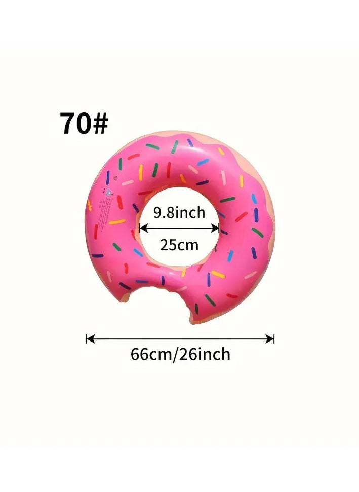 Goolsky - 1pc Thickened Inflatable Donut Swimming Ring - Pink Printed - Floating Ring For Maximum Comfort And Fun - Image 1