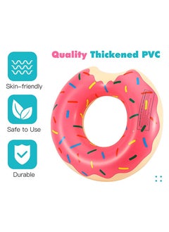 Goolsky 1pc Thickened Inflatable Donut Swimming Ring - Pink Printed - Floating Ring For Maximum Comfort And Fun  - Image 4