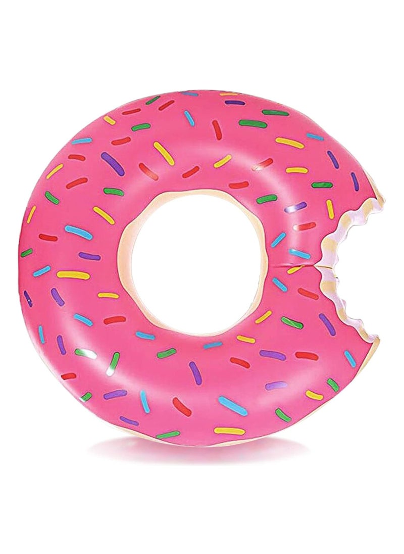 Goolsky - 1pc Thickened Inflatable Donut Swimming Ring - Pink Printed - Floating Ring For Maximum Comfort And Fun - Image 1