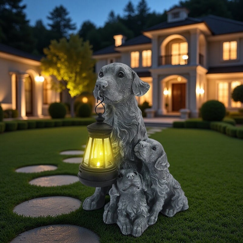 Creative Resin Simulation Golden Retriever Statue Solar Light for Garden Corridor Home Decor Lamp - Image 2