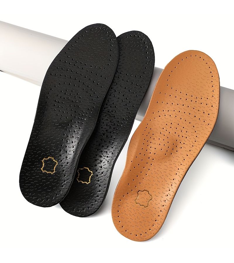 Genuine Leather Arch Support Insole With TPU Arch Clamp And Heel Cushion Breathable Anti Slip Dress Shoe Insole For Men And Women Black EUR 37 38 245 Mm - Image 1