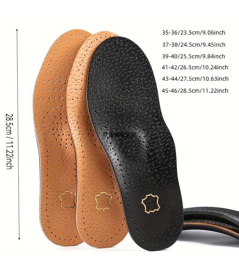 Genuine Leather Arch Support Insole With TPU Arch Clamp And Heel Cushion Breathable Anti Slip Dress Shoe Insole For Men And Women Black EUR 37 38 245 Mm - Image 2