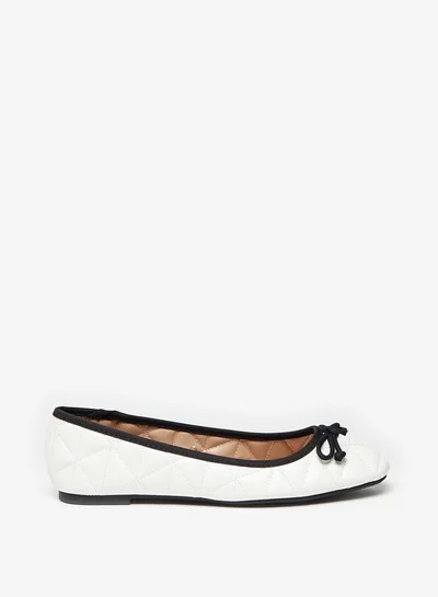 Celeste Women's Quilted Round Toe Ballerinas with Bow Applique