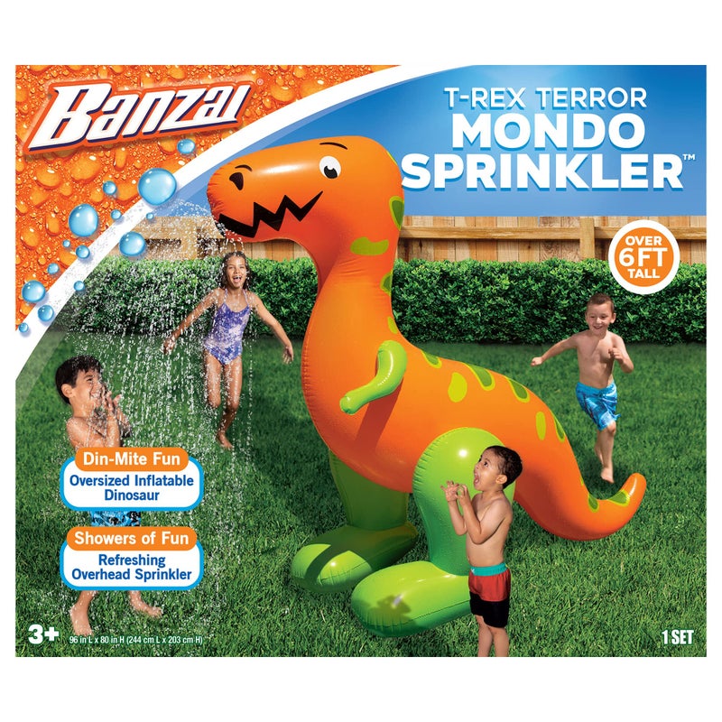 BANZAI TRex Terror Mondo Sprinkler Length 96 in Width 80 in Inflatable Outdoor Backyard Water Splash Toy - Image 3