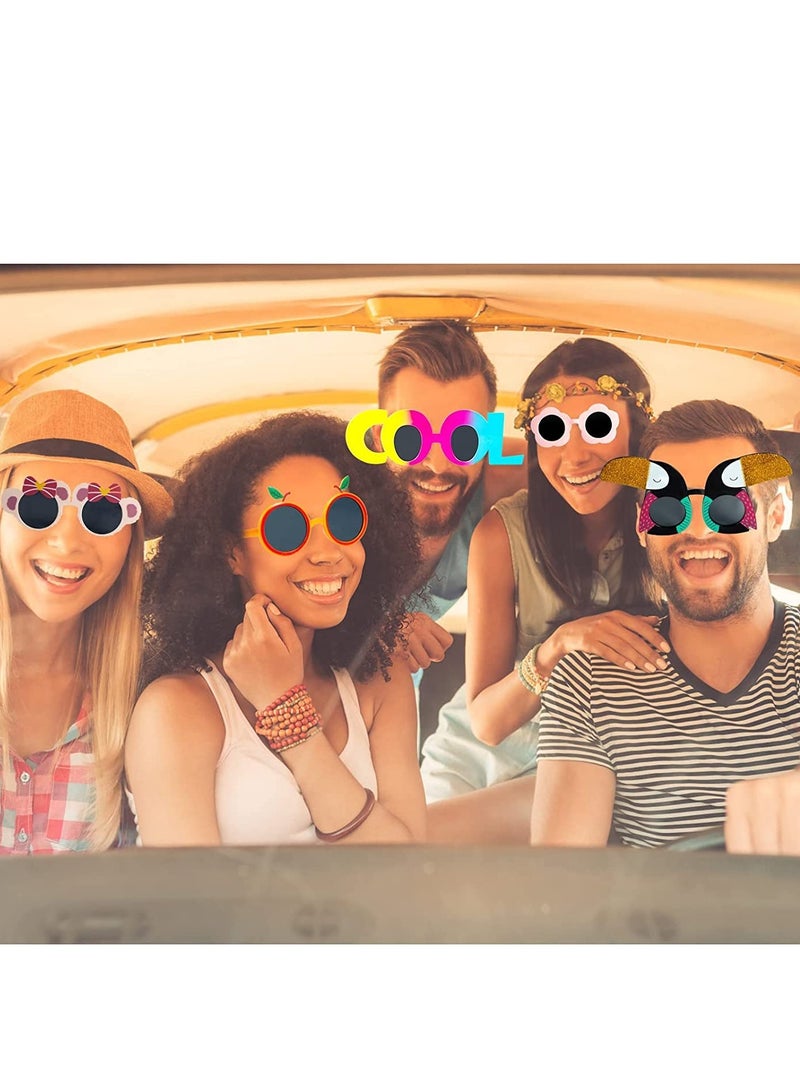 SOLARAE Party Sunglasses 9 Pairs Funny Hawaiian Glasses Novelty Giant Fancy Summer Kids Favors Tropical Dress photo booth props Beach Themed Supplies Decoration - Image 3