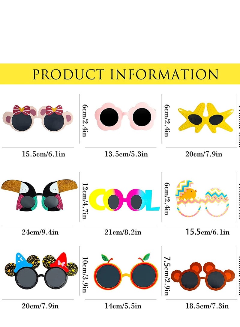 SOLARAE Party Sunglasses 9 Pairs Funny Hawaiian Glasses Novelty Giant Fancy Summer Kids Favors Tropical Dress photo booth props Beach Themed Supplies Decoration - Image 5