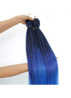 36'' Ombre Pre Stretched Braiding Hair Yaki Texture Crochet Braid Hair Extensions 4 Tones Kanekalon Braiding Hair Pre Stretched (7packs,1b/purple/blue/l.blue)