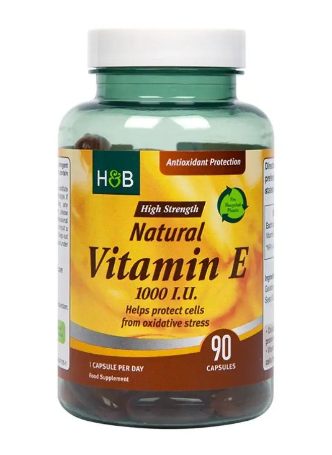 H&B H&B High Strength Natural Vitamin E 1000 I.U. Capsules For Antioxidant Protection, Pack of 90's 
