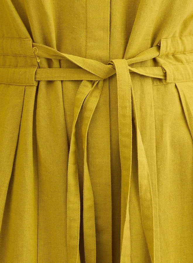 Femmella  Citrine Green Cotton Linen Maxi Dress for Women | Best Price UAE