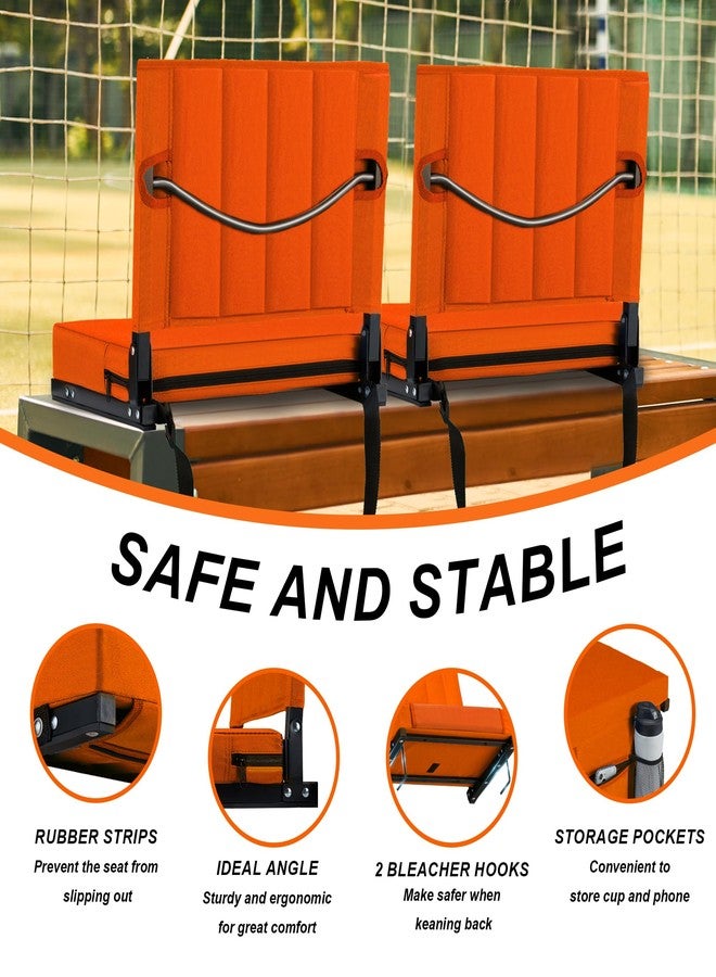 Aliphon Stadium Seat for Bleachers with Back Support and Cushion, Bleacher Seats with Shoulder Strap and Cup Holder, Padded Portable Folding Comfort Stadium Chair, for Sports Events, Orange (1pcs) - Image 4