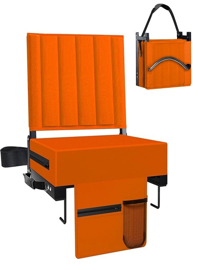 Aliphon Stadium Seat for Bleachers with Back Support and Cushion, Bleacher Seats with Shoulder Strap and Cup Holder, Padded Portable Folding Comfort Stadium Chair, for Sports Events, Orange (1pcs) - Image 1