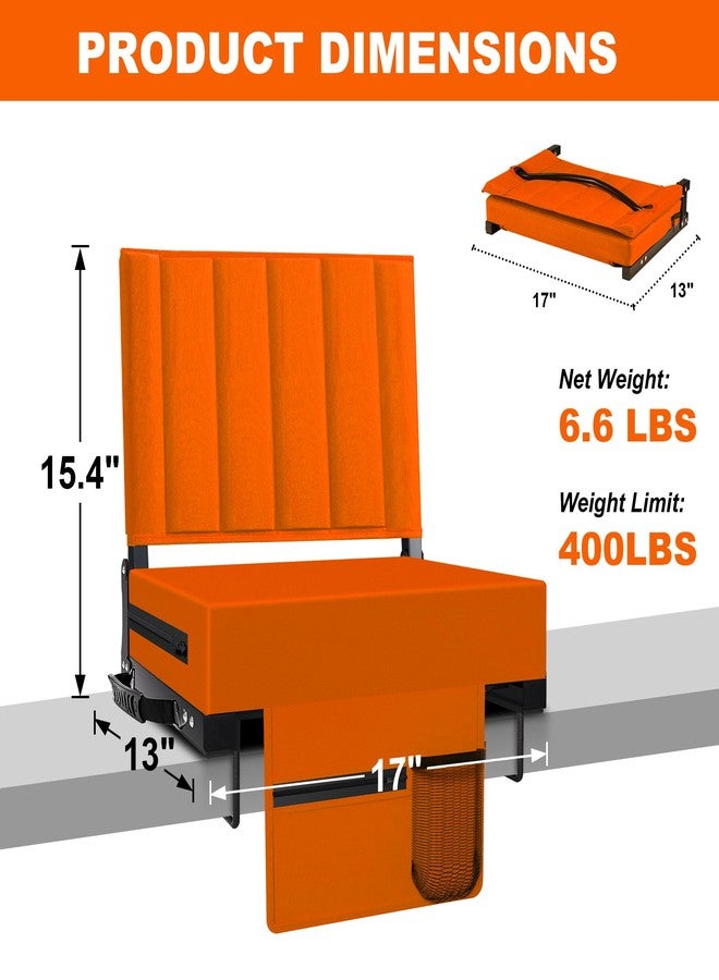 Aliphon Stadium Seat for Bleachers with Back Support and Cushion, Bleacher Seats with Shoulder Strap and Cup Holder, Padded Portable Folding Comfort Stadium Chair, for Sports Events, Orange (1pcs) - Image 2