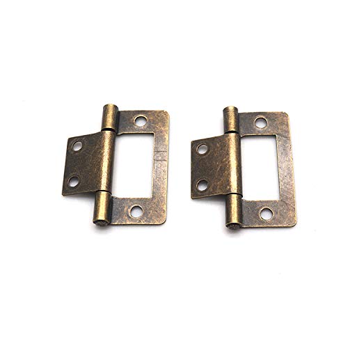 FarBoat 20Pcs Antique Flush Hinges Bifold Non-Mortise Iron Hardware for Woodboxes Wood Chest Suitcase Show Cases (1.5x0.8in Bronze) - Image 2