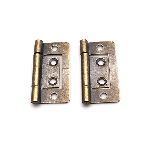 FarBoat 20Pcs Antique Flush Hinges Bifold Non-Mortise Iron Hardware for Woodboxes Wood Chest Suitcase Show Cases (1.5x0.8in Bronze) - Image 3
