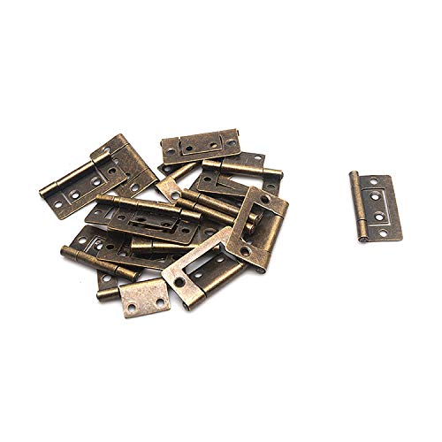FarBoat 20Pcs Antique Flush Hinges Bifold Non-Mortise Iron Hardware for Woodboxes Wood Chest Suitcase Show Cases (1.5x0.8in Bronze) - Image 1