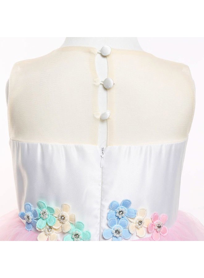 Yipkorra Unicorn Dress for Girls Unicorn Costume Pageant Princess Party Birthday Long Gown with Unicorn Headband & Necklace (Pink, 160 9-10 Years) - Image 5