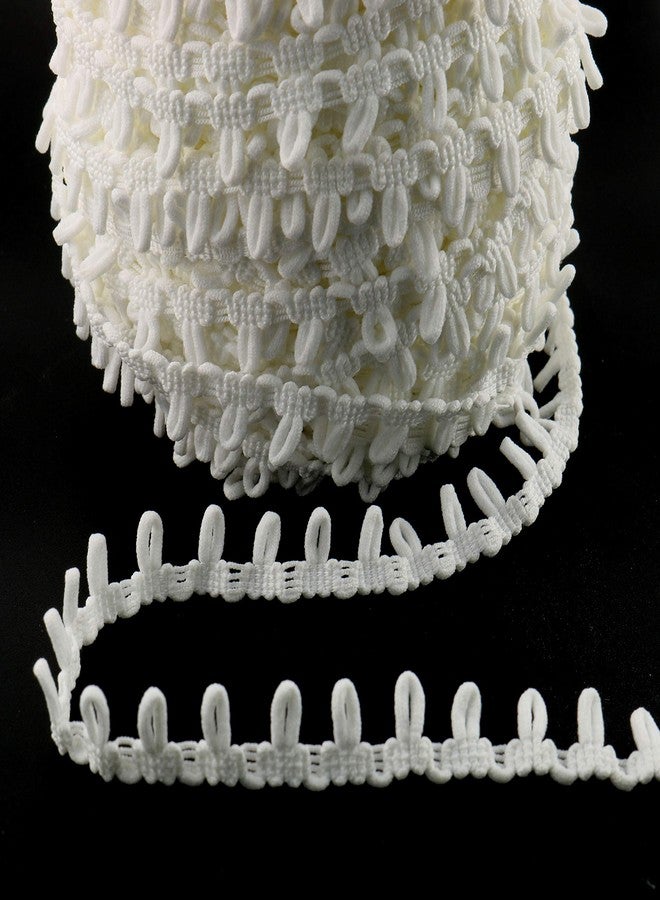 تيج حلقات أزرار مطاطية بيضاء بحواف دانتيل من تيغ، بطول 42 قدمًا، مثالية للخياطة والحرف اليدوية، وفساتين الزفاف، والديكورات المنزلية. - Image 3