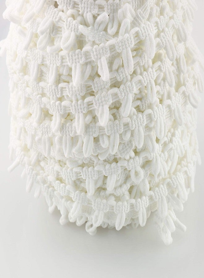 تيج حلقات أزرار مطاطية بيضاء بحواف دانتيل من تيغ، بطول 42 قدمًا، مثالية للخياطة والحرف اليدوية، وفساتين الزفاف، والديكورات المنزلية. - Image 1