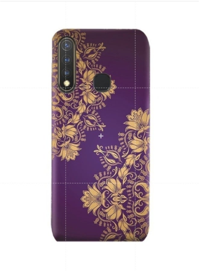 إيه إم سي ديزاين غطاء حماية واقٍ لهاتف فيفو Y19 بنفسجي مزين بنمط الماندالا ونقشة زهور