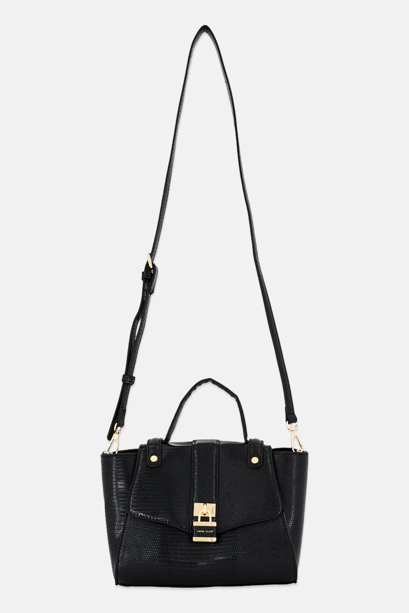 ANNE KLEIN حقيبة ساتشيل منسوجة للنساء، سوداء - Image 1