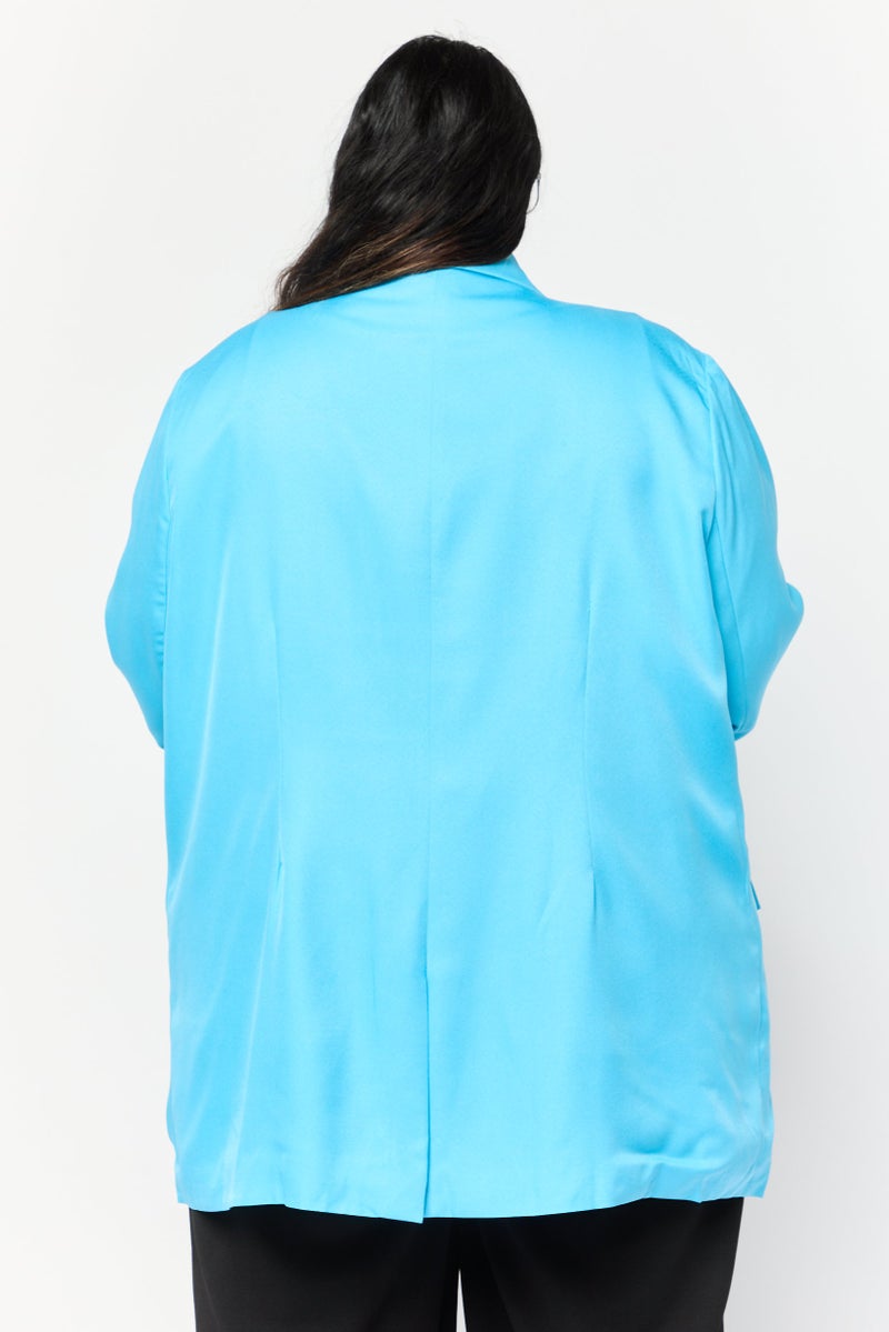 Lola May بليزر نسائي زائد الحجم بلون صلب شبه رسمي، تركواز - Image 3