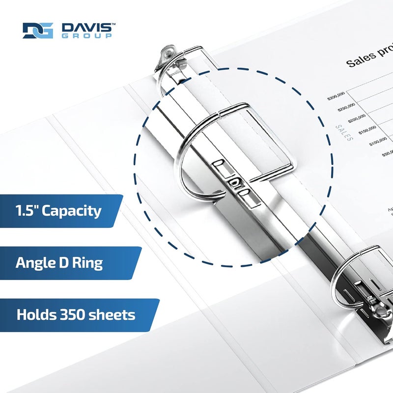 Davis Group Premium Economy 6-Pack 3-Ring Binders for School or Office, D-Ring Binders, 1.5 Inch, White - Image 2