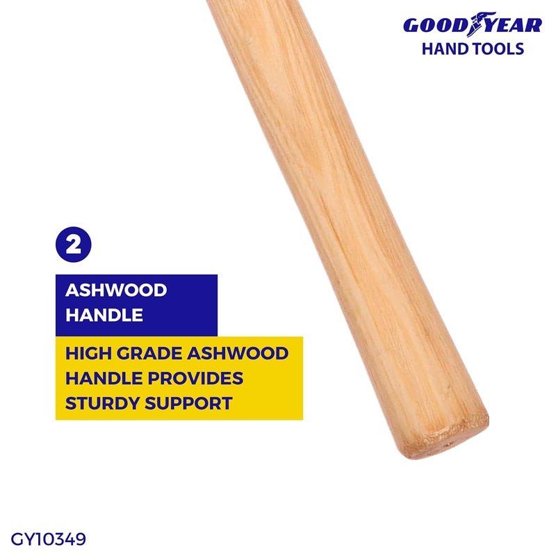 Good Year مطرقة بال بين، مقبض خشبي، مطرقة رأس فولاذي مختار بوزن 300 جرام ومقبض خشب رماد - Image 5