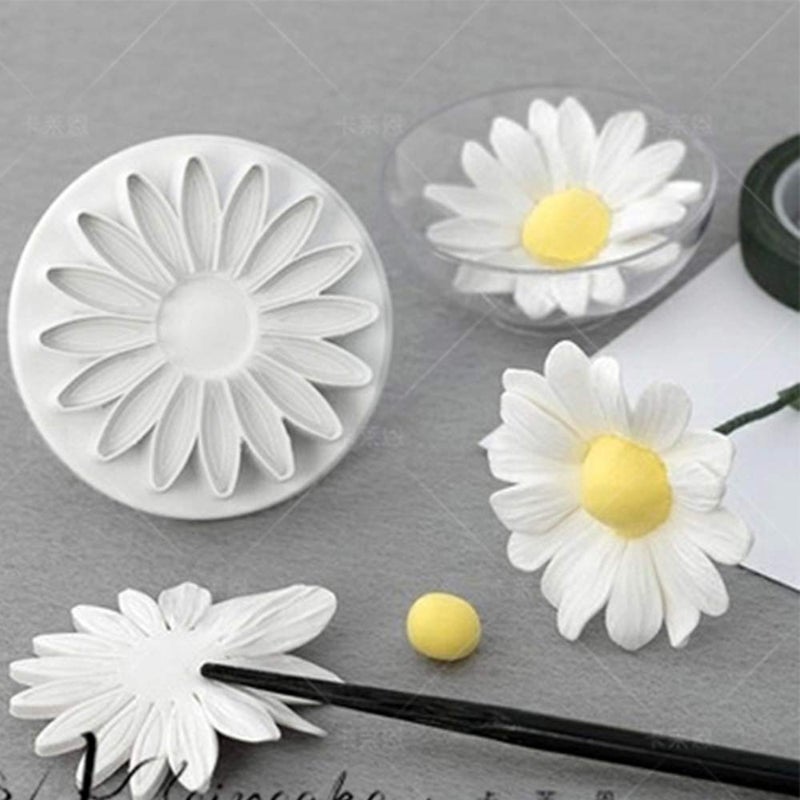 QELEG 3 Pieces Sunflower Fondant Embossing Tool Plunger Sunflower Cake Cutter Sugarcraft Cake Decorating (Sunflowers) - Image 2
